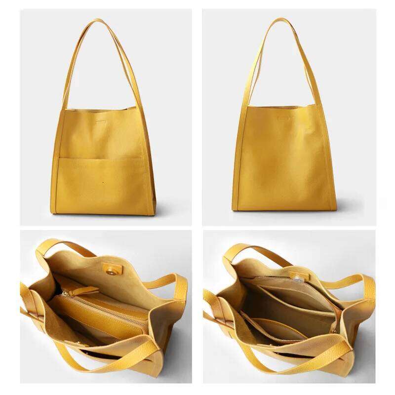 Designer Luxury 2025 New Women Bag Female Shoulder Bags Lady Soft 100% Cowhide Genuine Leather Niche Design Tote Bucket Handbag