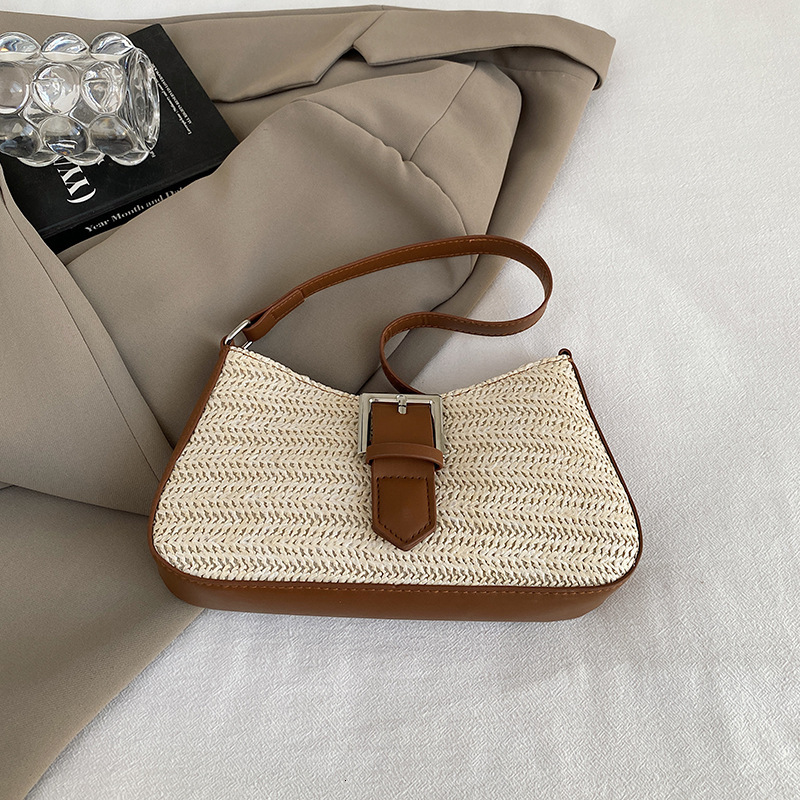 Korean Style Simple Rainbow Woven Bag Designer Shoulder Shopping Bag Shoulder Bag 2025 Free Shipping Summer New Fashion Underarm Personality Ins Style