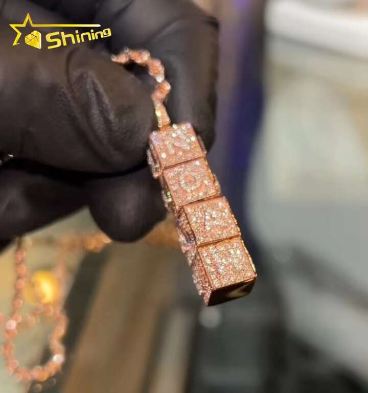 925 Solid Silver Full Iced Out Hip Hop Design VVS Moissanite Diamond Rapper Jewelry Name Pendant Charm