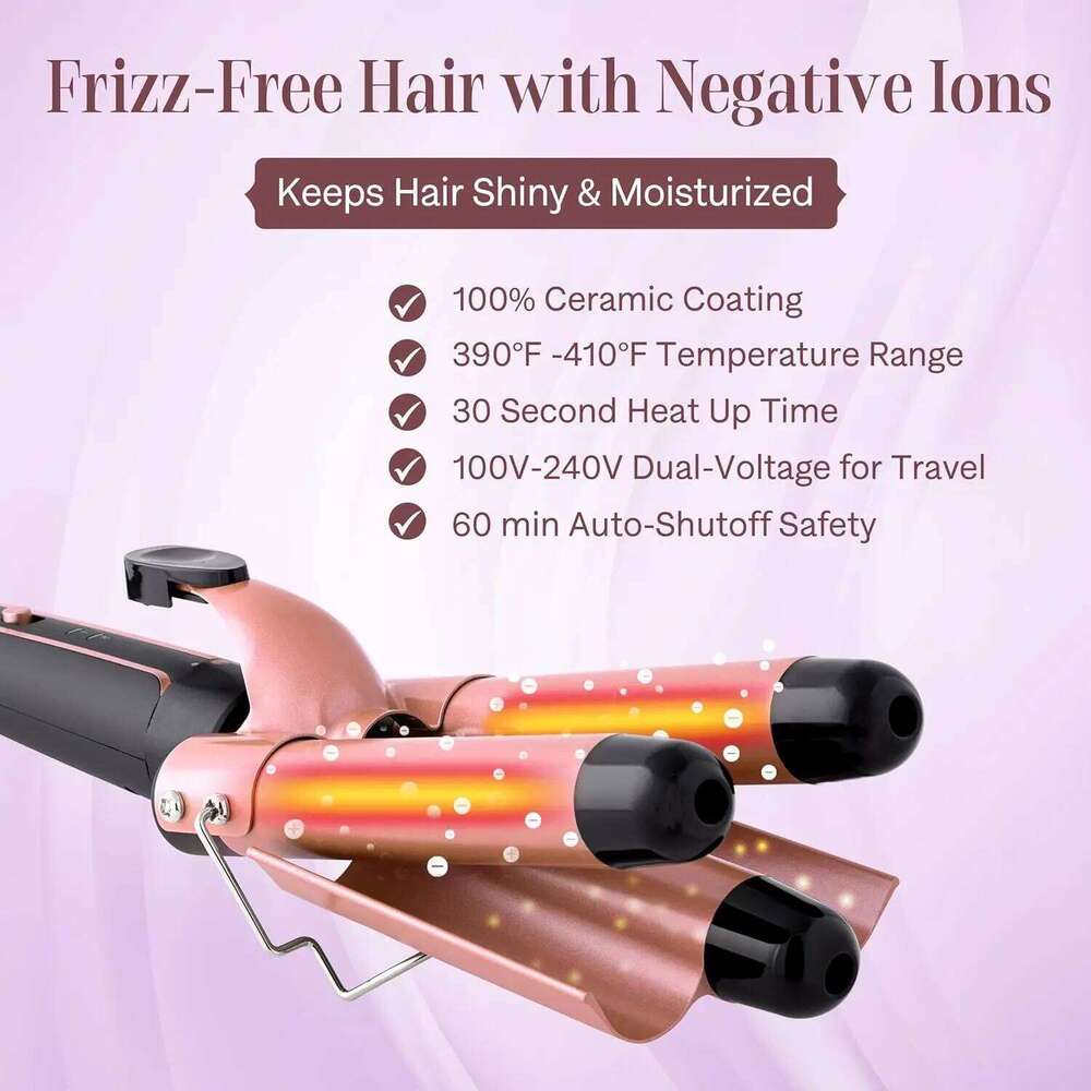 Wand Set 6-In-1 Curler With 3 Barrel Hair Crimper, Spiral Curling Iron - Fast Heating Styling Tools For Women