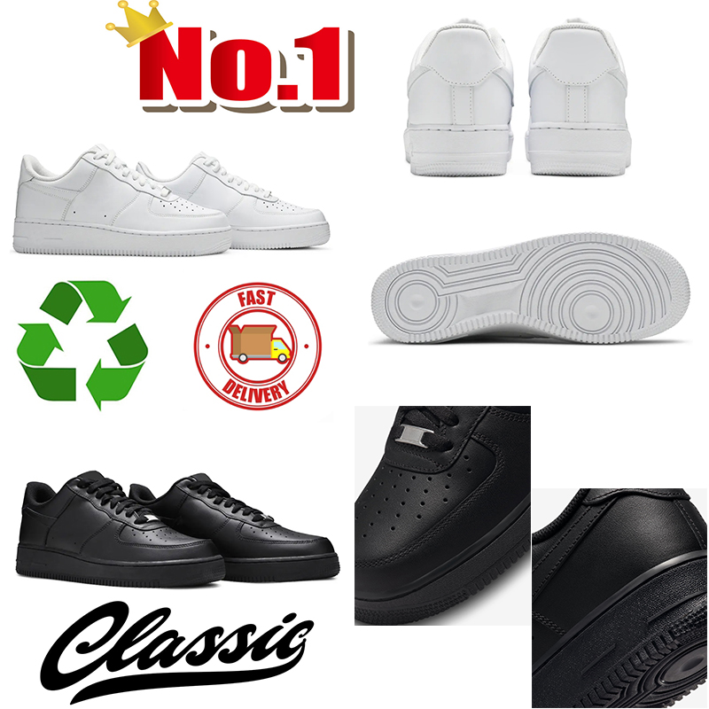 Free shipping Running outdoor shoes 1 leather flat sneakers vintage classic style triple white black mens trainers sports chaussure hommes