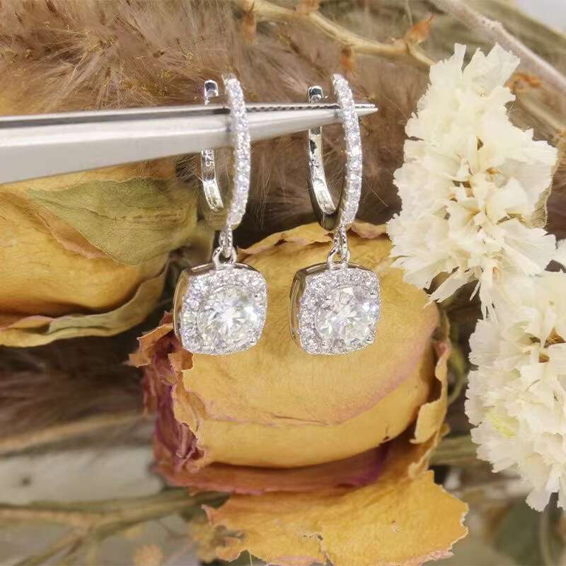 Hip Hop Moissanite Earrings 925 Sterling Silver 14k 18k White Gold Moissanite 18k Gold Plated Ladies Hoop Earrings