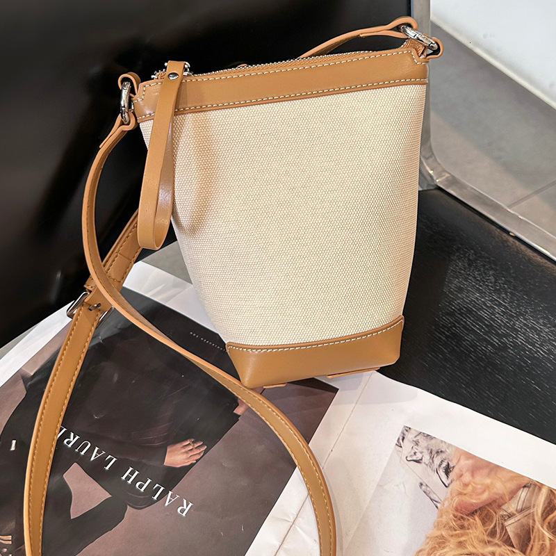 designer Fashion Versatile Patchwork Mini Bucket Bag for Women 2025 Summer Shoulder Crossbody Bag Korean Style Casual Phone Bag Trend