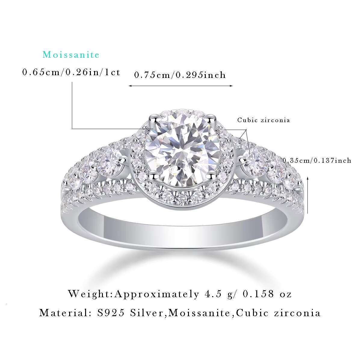 High Quality Mini Moissanite Rings Fine Jewelry Rhodium Plated 925 Sterling Silver Diamond Ring R231113331-65