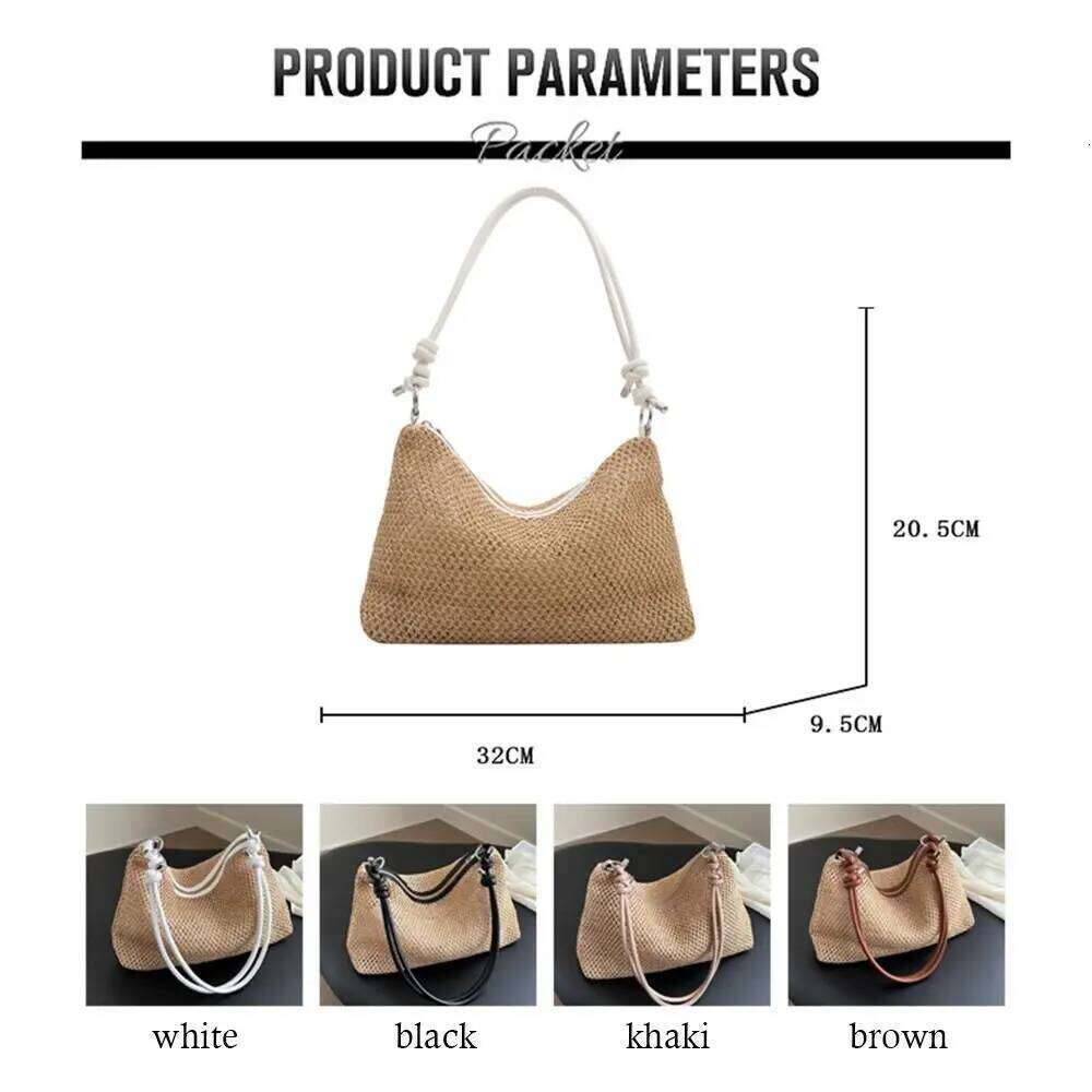Woven Straw Cute Handmade Braid Large Capacity Shoulder Rattan Tote Bag Ladies