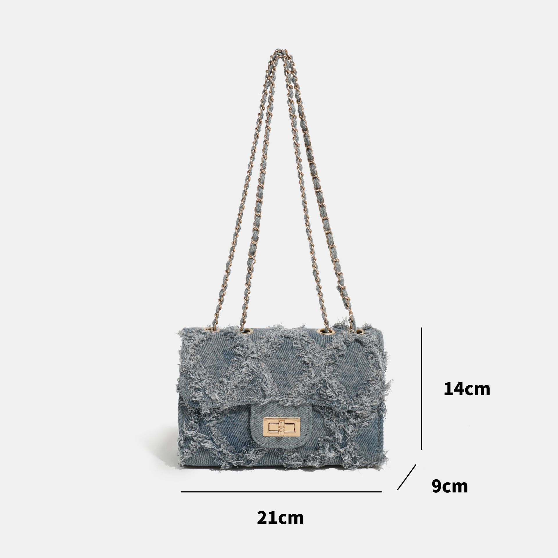 designer Super Popular Small Fragrance Style Denim Bag for Women 2025 New Fashion Quilted Small Square Bag Commuter Crossbody Chain Bag