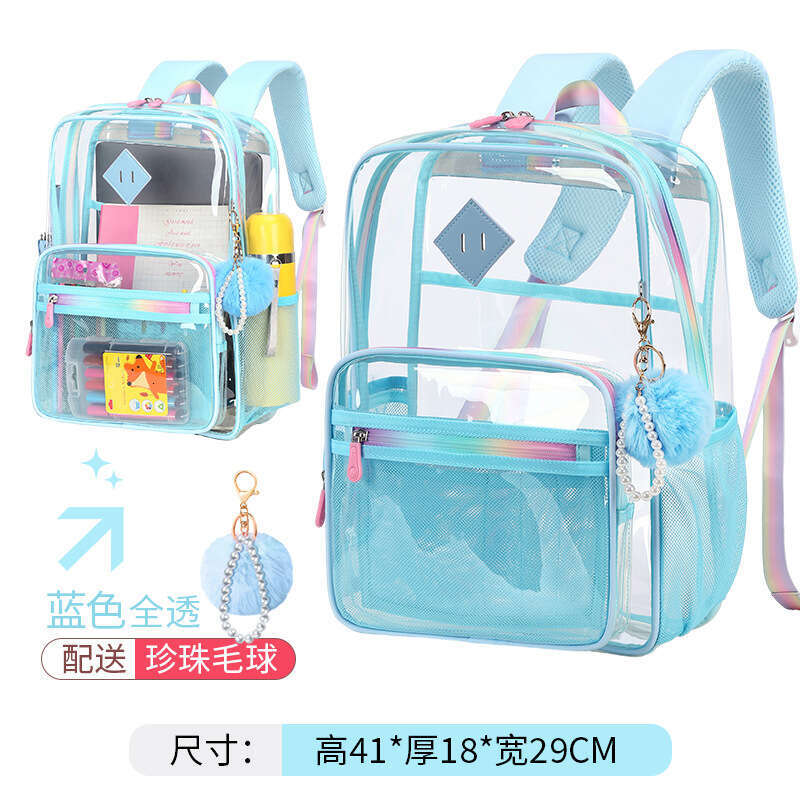New PVC Transparent Double Shoulder Backpack for Middle School Girls Large Capacity Jelly Bag