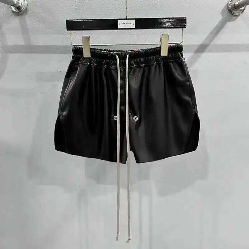 HKSH Summer New Men's Tide Chic RO Shorts High Street Dark Zipper Elastic Waist Leather Fashion Ins Gothic Cotton Capris Hk1807