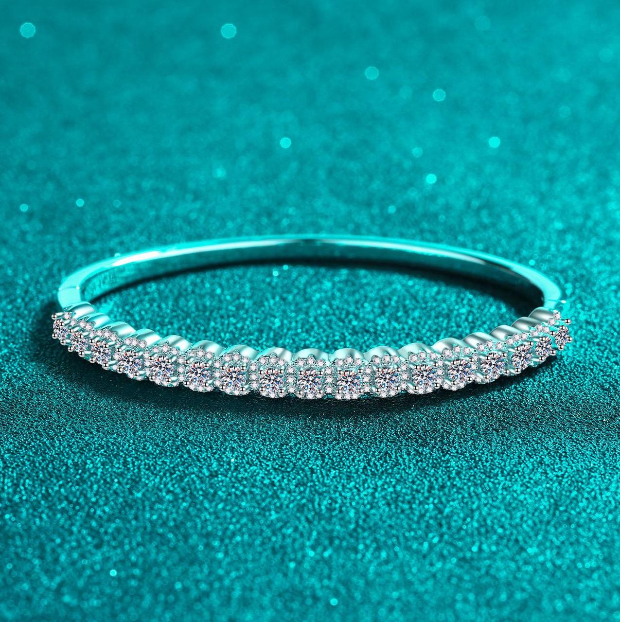 Full Moissanite Tennis Bracelet for Women 925 Sterling Silver PT950 Platinum Plated Bangle Minimalist Sparkle Jewelry Gift