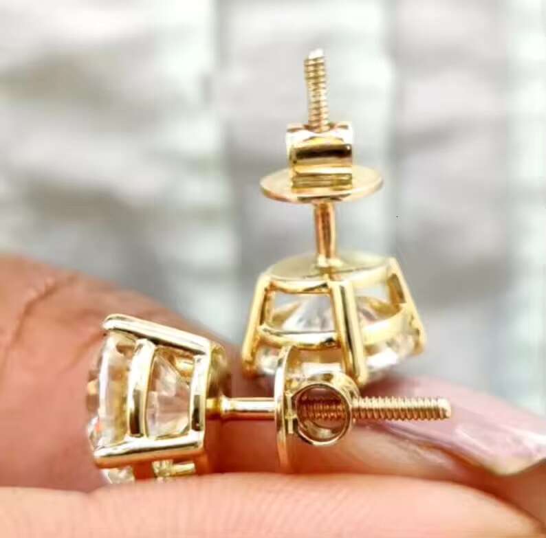 HOYA Luxury 925 Silver 14K Gold Plated VVS Moissanite Spiral Stud Earrings Hot Selling for Women and Girls