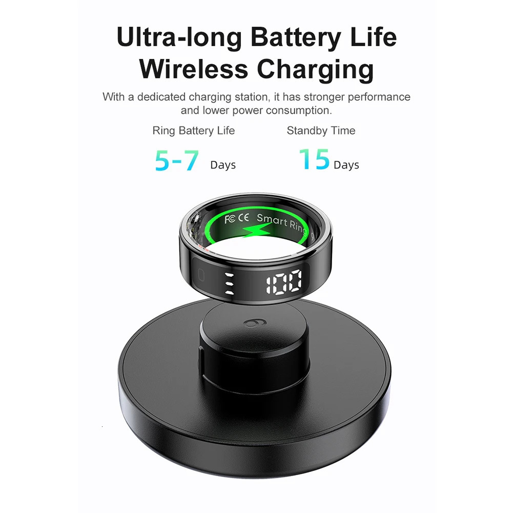 2025 R11 Smart Ring with Display Screen and Touch Health Manager Wireless Charging Fitness Sleep Monitor Smartring for IOS 250526