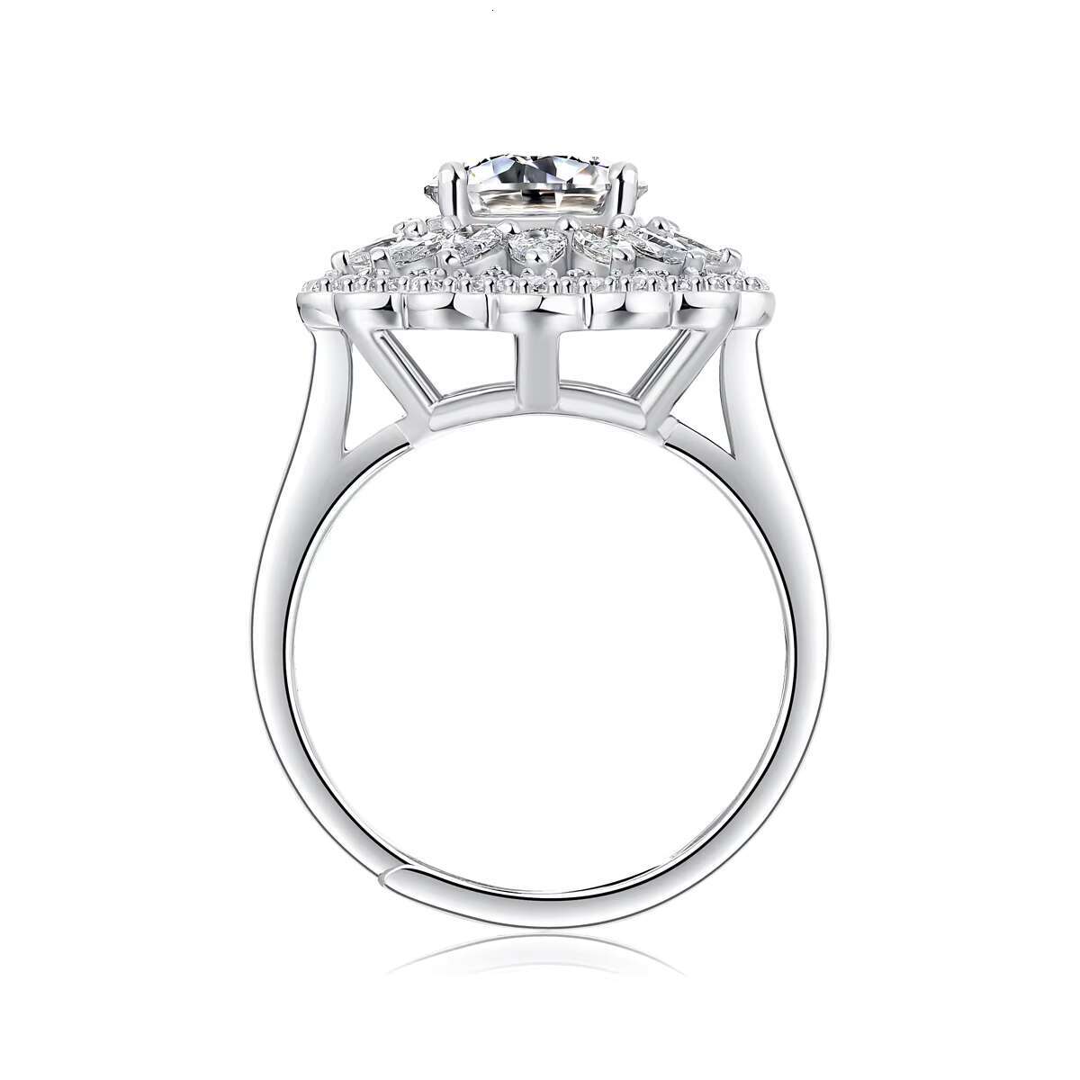 Jiuzhuan Jewelry 925 Sterling Silver Ring 2ct Moissanite Custom Engagement Wedding Ring for Women