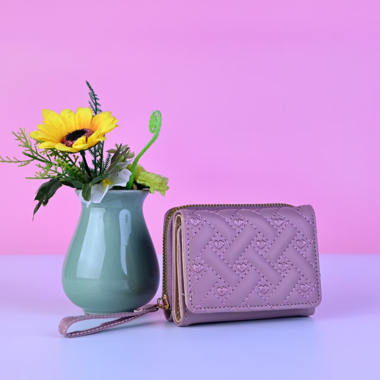New Women s Wallet Fashion Embroidery Heart shaped Coin Wallet Designer Multi card Slot Large Capacity fashion fashion Women s Wallet