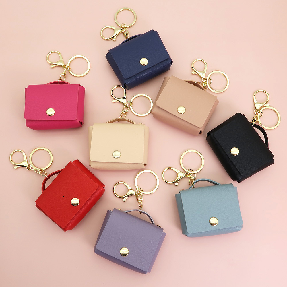 Creative headphone protective fashion case fashionable leather mini square bag coin storage bag keychain pendant fashion designer men s keybag