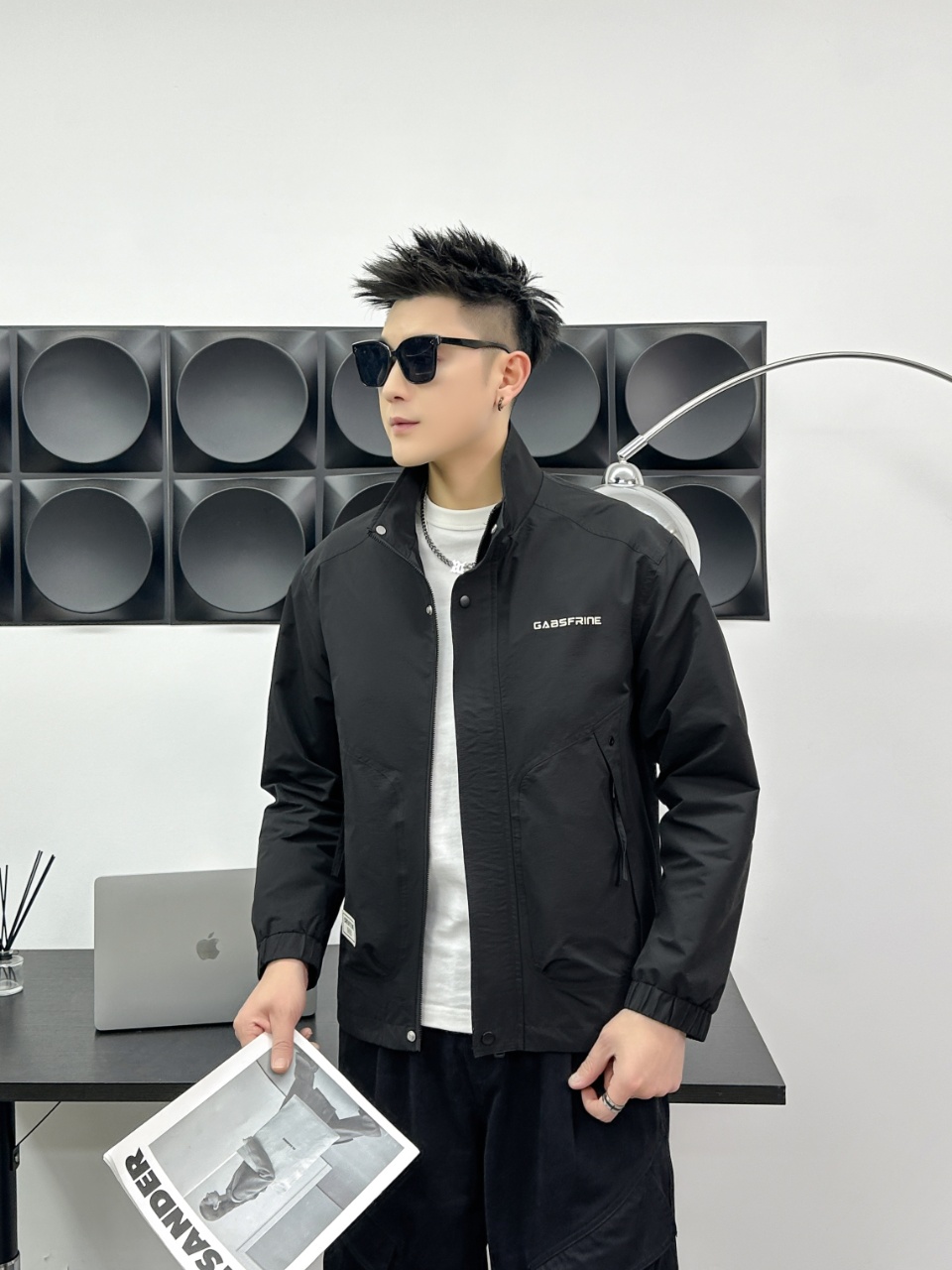 New spring lazy water ink dyed short sleeve shirt high-end sense of fashion casual versatile men's set