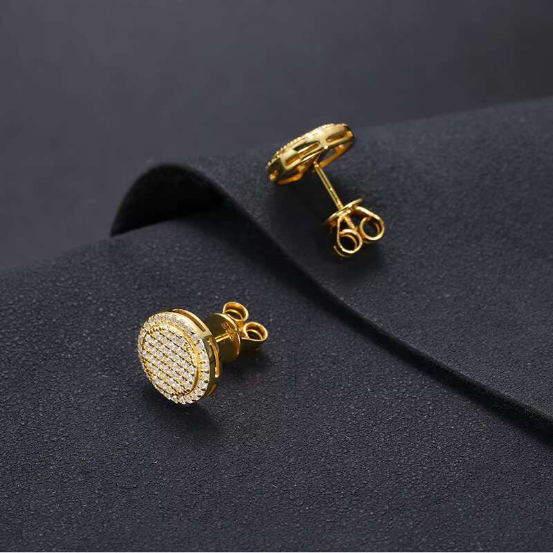 New Arrival HipHop Fine Fashion 925 Sliver Moissanite Earring Jewelry Iced Out Bling Round Stud Earrings for Men Women Best Gift