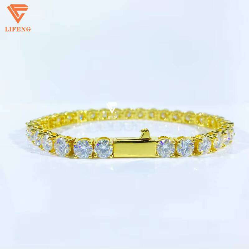 Lifeng Jewelry 6mm D VVS Moissanite Tennis Chain Iced out Hiphop Gold Plated Sier Dia Men Women Bracelet