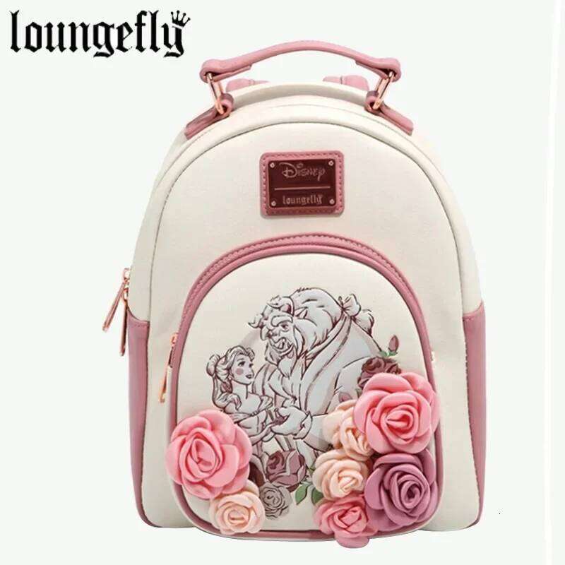 Designer Bag New Loungefly Beauty Beast Couple Rose Mini Ladies Casual And Fashionable Outdoor Backpack Gift