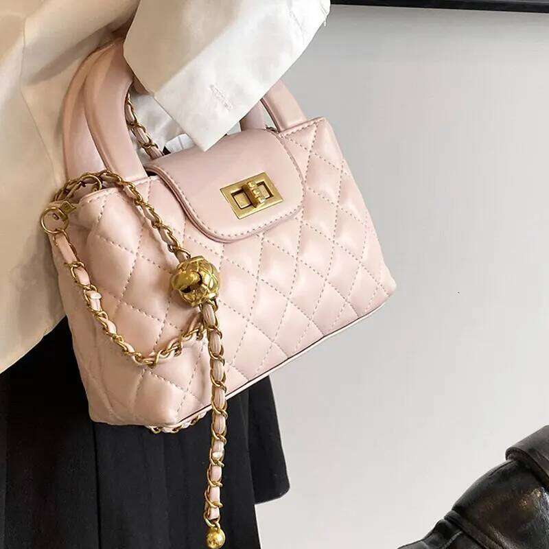 French Style Dia-Shaped Chain Small Square Women Fashion PU Leather Handbag Summer Commuter Crossbody Bag