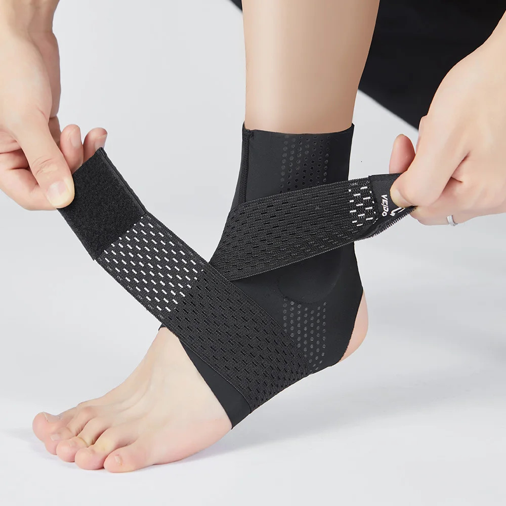 Veidoorn Premium Adjustable Ankle Support Brace with Silicone Pad Massage Point Sport Fitness Foot Protection 250530