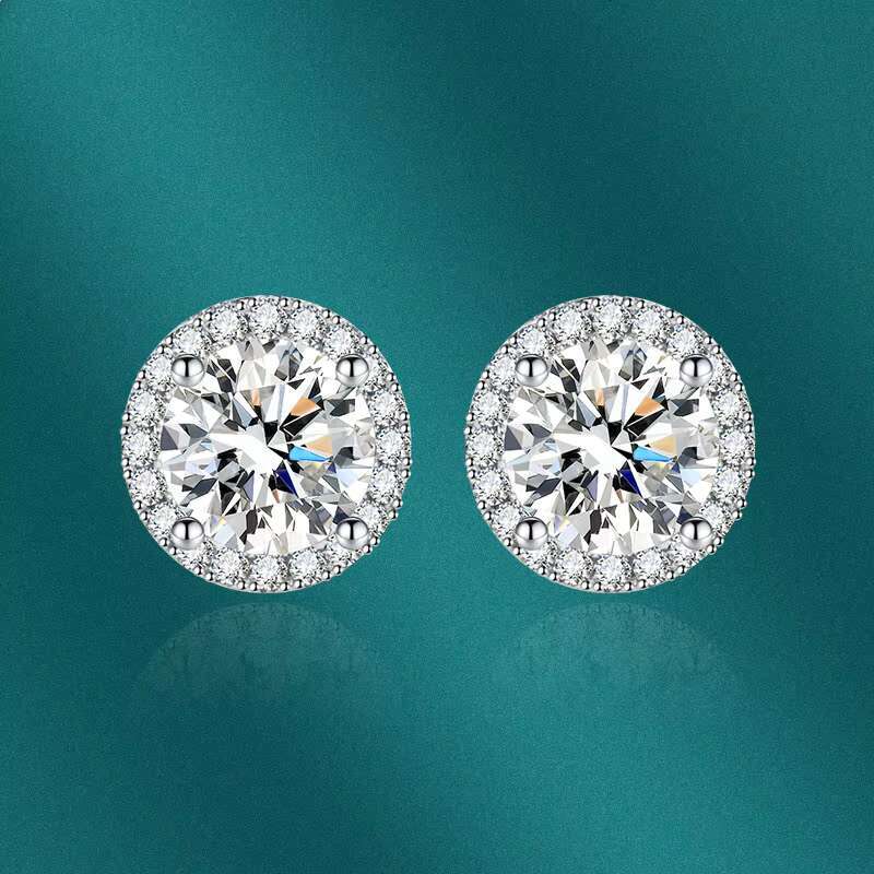 2022 Fashion Iced Out Women Diamond 925 Sterling Silver Copper Zircon Stud Moissanite Earrings