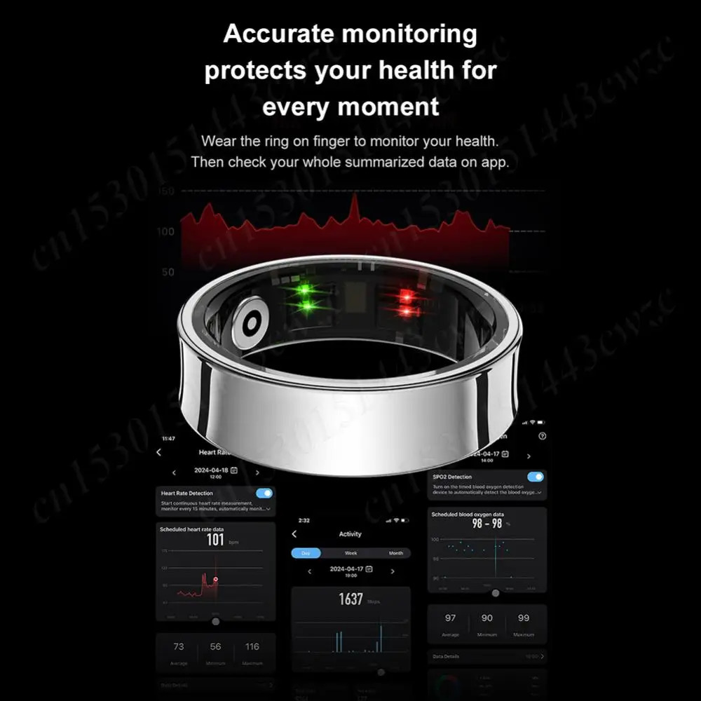 R09 Smart Ring Waterproof Men Women Body Temperature Health and Sleep Monitor w/ Charging Case for Phone 250526
