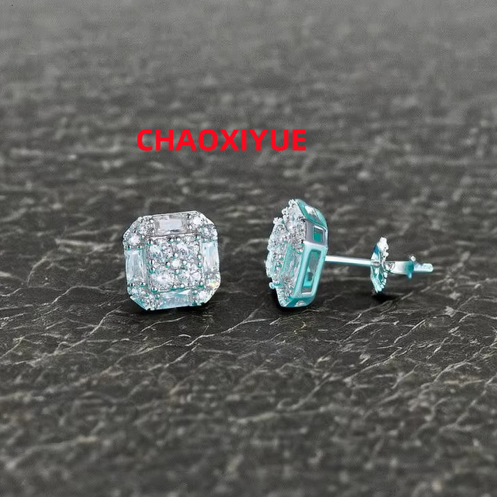 925 Sterling Silver Moissanite Mens Stud Earrings 5.5mm Hip Hop Style Passes Diamond Test-Mens Fashion Accessory