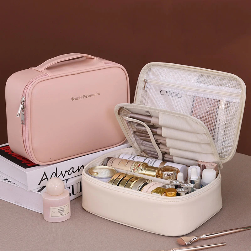 Large Capacity Cosmetic Bag High-end Multifunctional Cosmetics Separate Storage Bag Makeup Brush Pouch Travel Portable Wash Bag 250528