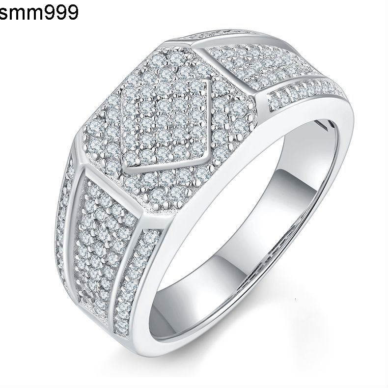 Mens Simple S925 Sterling Silver Wedding Band Engagement Anniversary Gift Certificate Ring Moissanite Quality 925 Silver