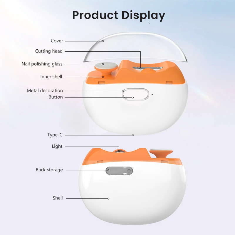 Portable Fingernail Cutter Grinder Scrap Storage 3 in 1 Electric Nail Trimmer Automatic Nail Clipper with Polisher Light 250530