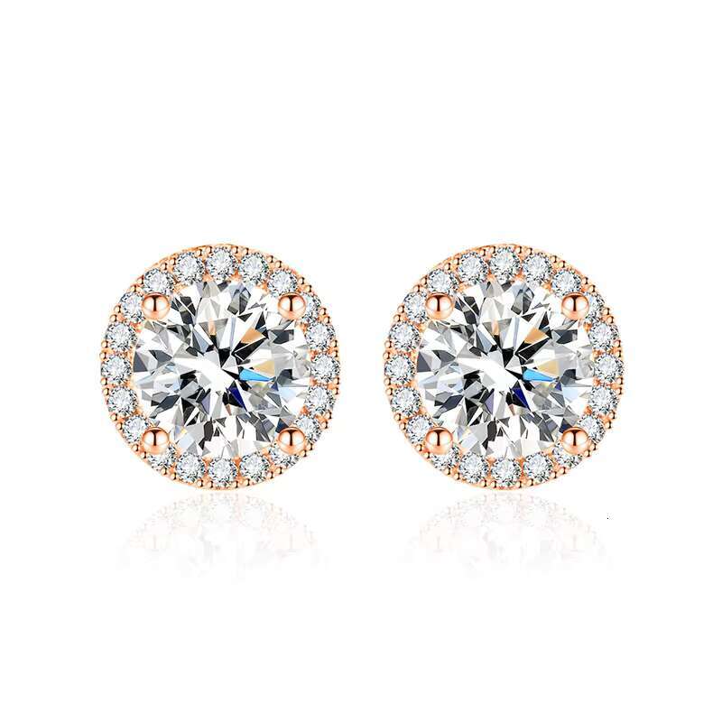 2022 Fashion Iced Out Women Diamond 925 Sterling Silver Copper Zircon Stud Moissanite Earrings