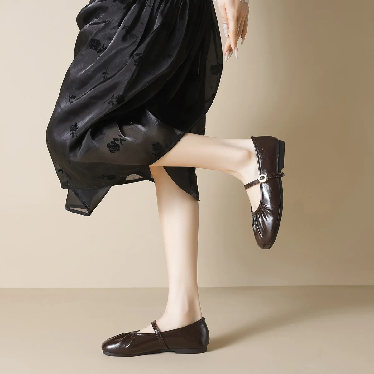 Womens Round Toe Mary Jane Flats - Fashion Casual Ballet Slip-Ons for Ladies Comfortable Daily Office Wear Flat Shoes for 250528