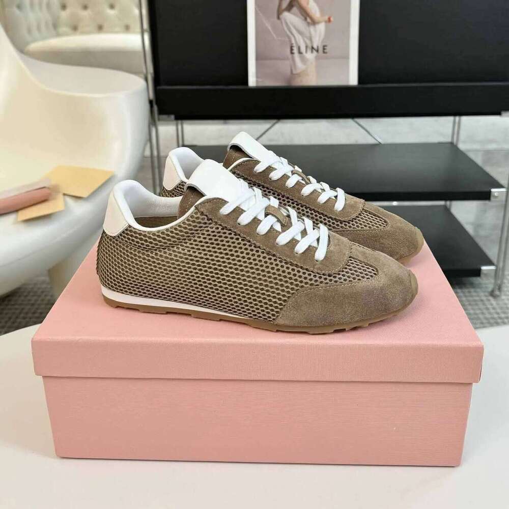 2025 Early Spring New Round Toe Casual Flats Suede Mesh Women Shoes Light Lace-Up Genuine Leather Zapatos De Mujer