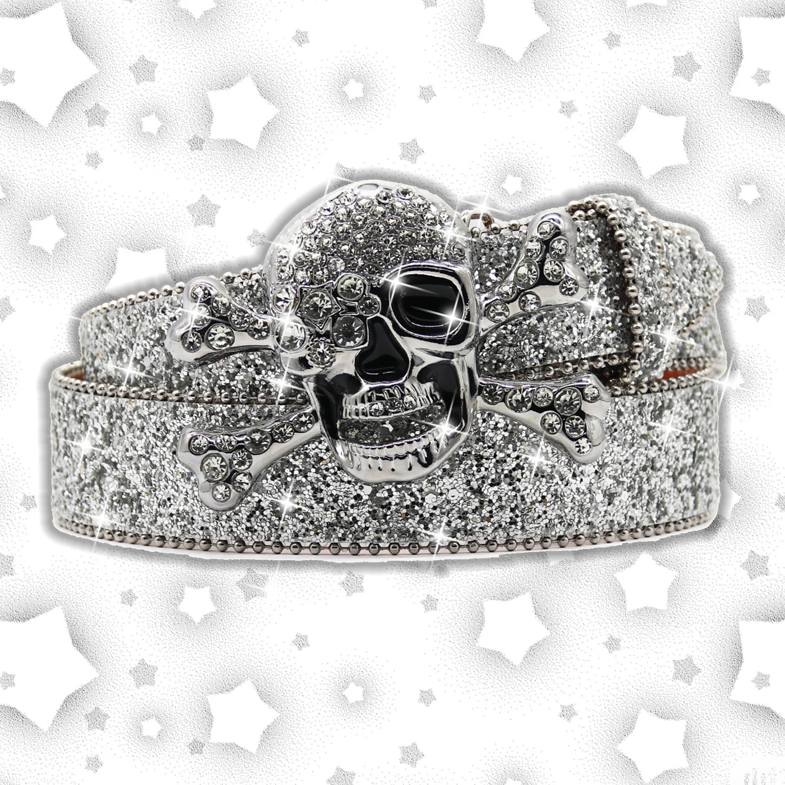 Mens Womens Fashion Skull Rhinestone Belt Bling Studded n Leather Diamond Waistband Western Cowgirl For Jeans Dress 250526