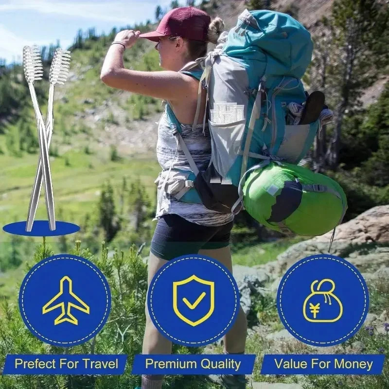 50 Individually Packaged Disposable Travel Toothbrushes Soft Hair Toiletries for Adults and Teenagers Camping el Guests Gold/Silver Blue 250528