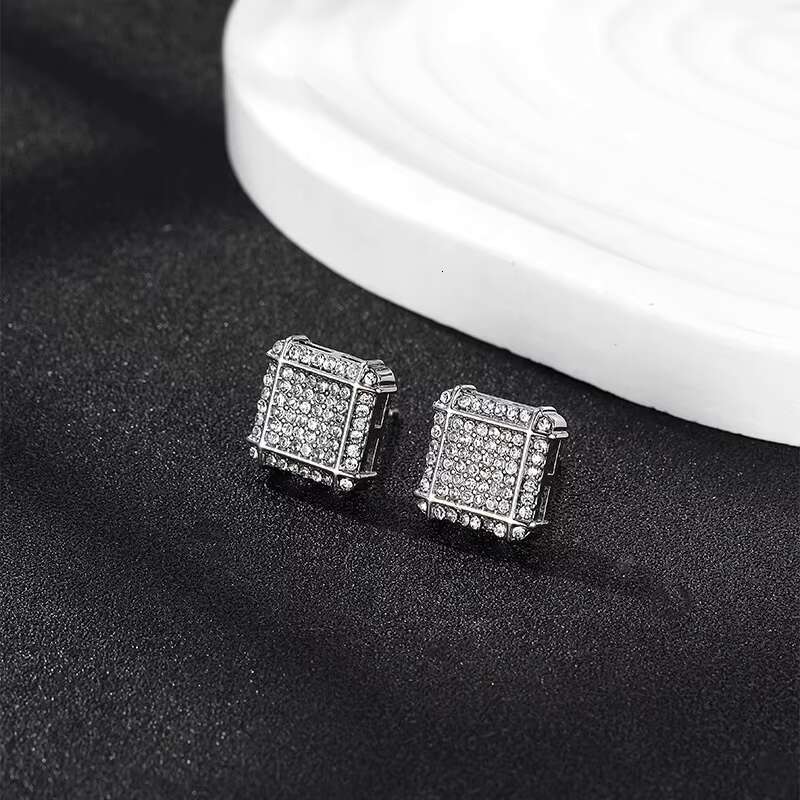 2024 Top Sales High Quality Mens Hip Hop Bling Fashion Jewelry Earrings Iced Out Pave Setting Silver with Moissanite Stone