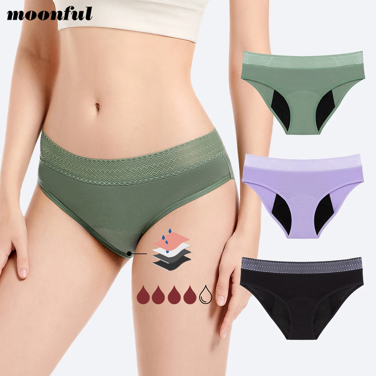 Period Underwear Cotton Menstrual Panties Woman Strong Absorption Brief Leak Proof Menstruation Girl 250526