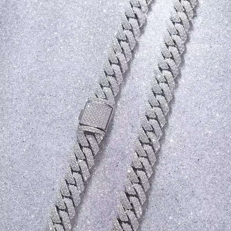 Hip Hop Custom Necklace Jewelry VVS 10mm Moissanite Necklace 925 Sterling Sliver Iced Out Cuban Link Chain Necklace Bracelet