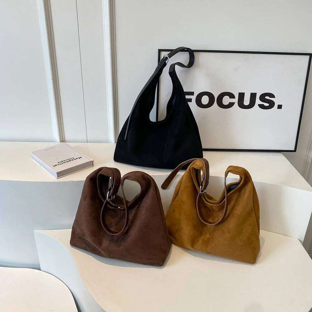 Women Suede Shoulder Stylish Crossbody Large Capacity Top Handle Adjustable Strap Chic Hobo Vintage Satchel Bag