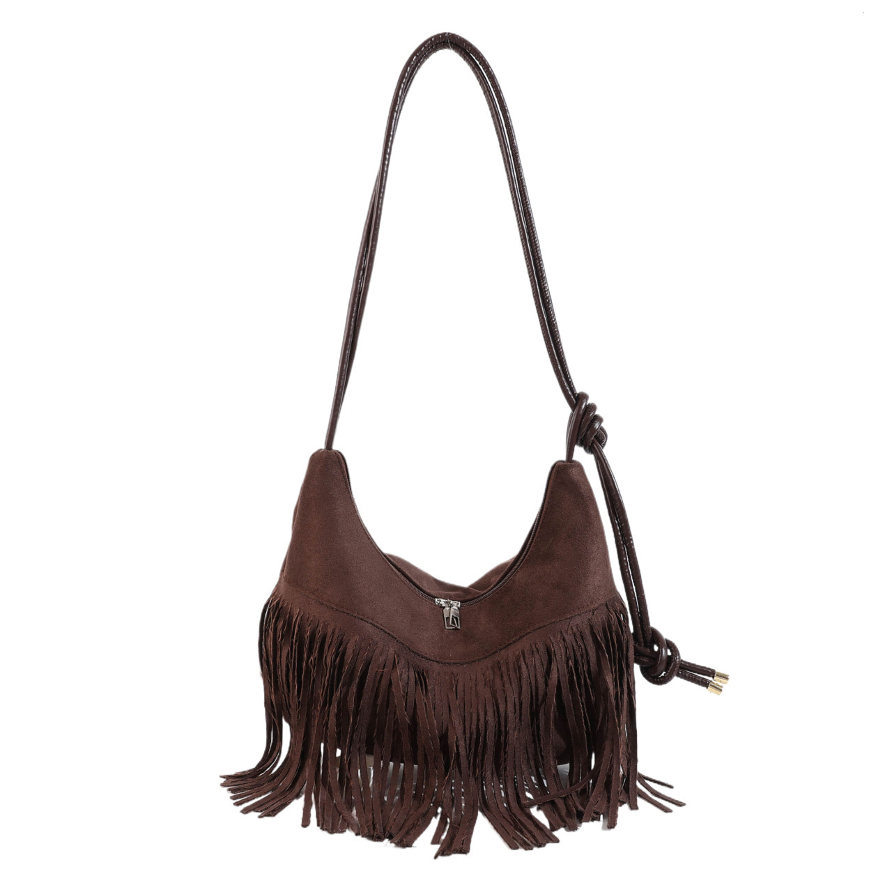 Free shipping designer bag 2024 New Leather Velvet Tassel Women's Trendy, Small and Stylish Texture, Single Shoulder Crossbody Bag