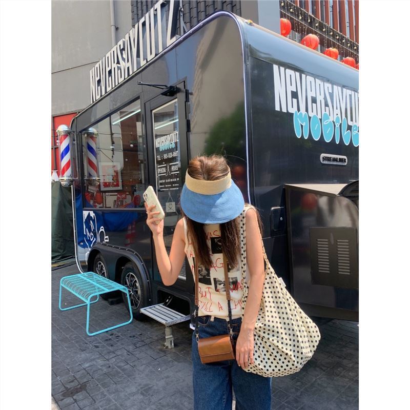 designer Song Hye-kyo Style Polka Dot White Canvas Bag Bangkok Outfit Lazy Large Capacity Bag Shoulder Bag 2025 New Model