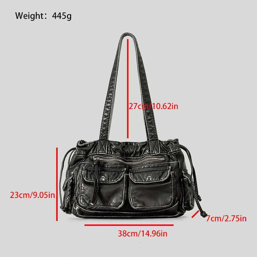 Casual Soft Leather Women Shoulder Bag Y2k Female Handbag Large Capacity Bolsa Feminina Fashion Multipocket Ladies Big Totes