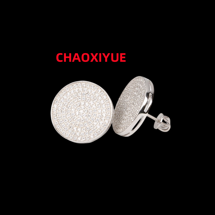 VVS1 Women Men Classic Round Brilliant Cut Moissanite Earring 925 Sterling Silver DE Hip Hop Round Moissanite Earring Studs