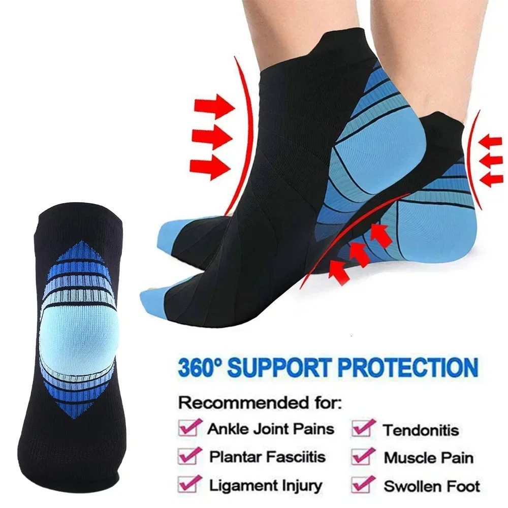 GOMOREON 1Pair Ankle Compression Sock for Men and Women Low Cut Running with Support 250530