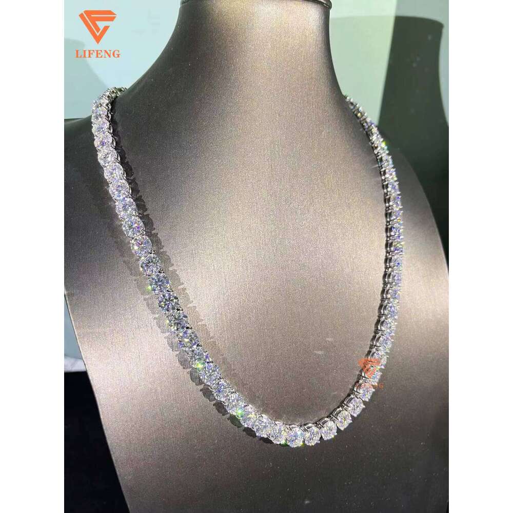 Lifeng Jewelry Ice Out Hip Hop Tennis Chain 8mm VVS Moissanite Sterling Sier Bling White Gold Necklace
