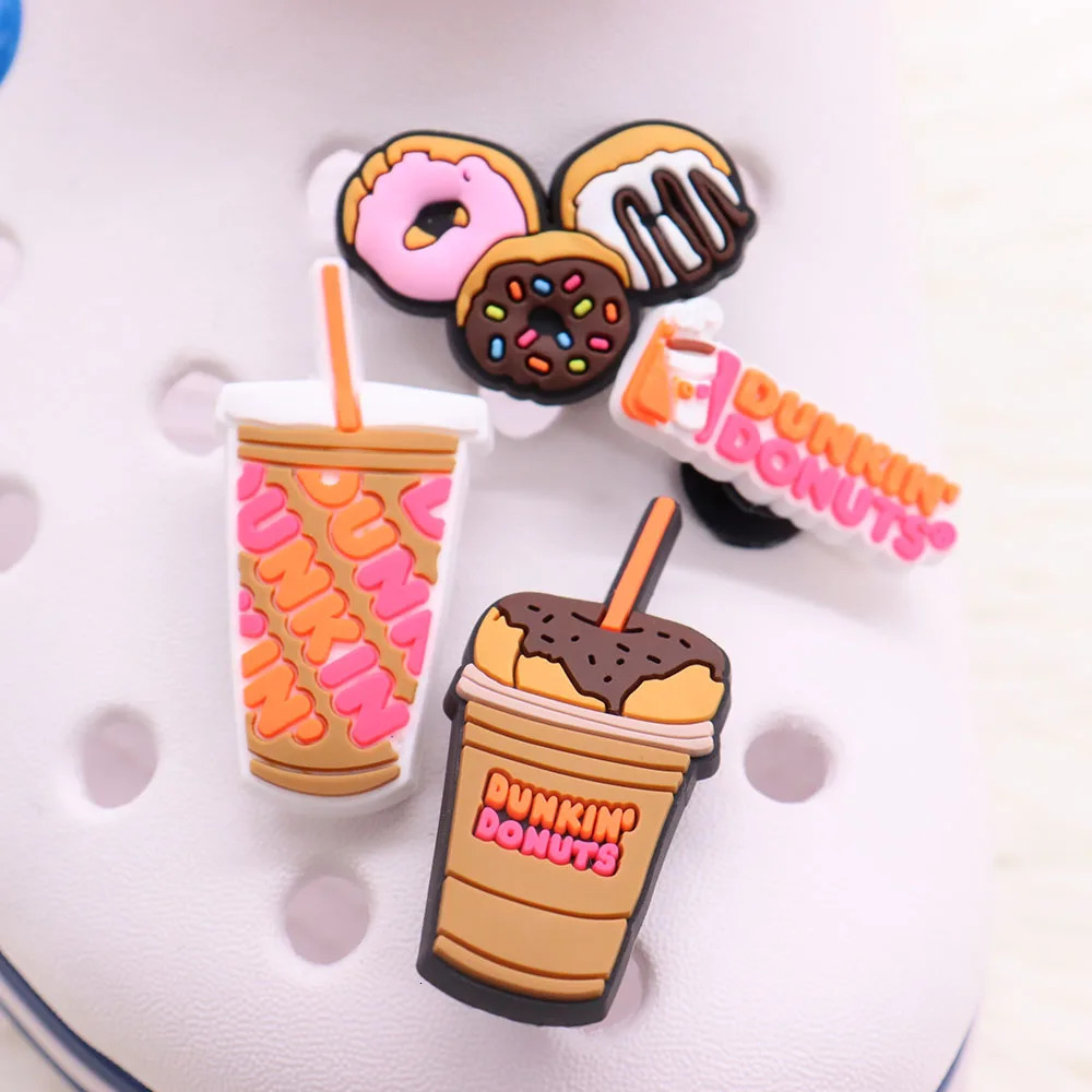 111PCS PVC Shoe Charms Food Donuts Coffee Buckle Clog Fit Wristbands Decoration Ornaments Accessories Holiday Present 250528