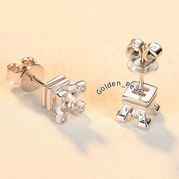 Lab Created Moissanite Sterling Silver Stud Earrings Elegant and Luxurious Jewelry