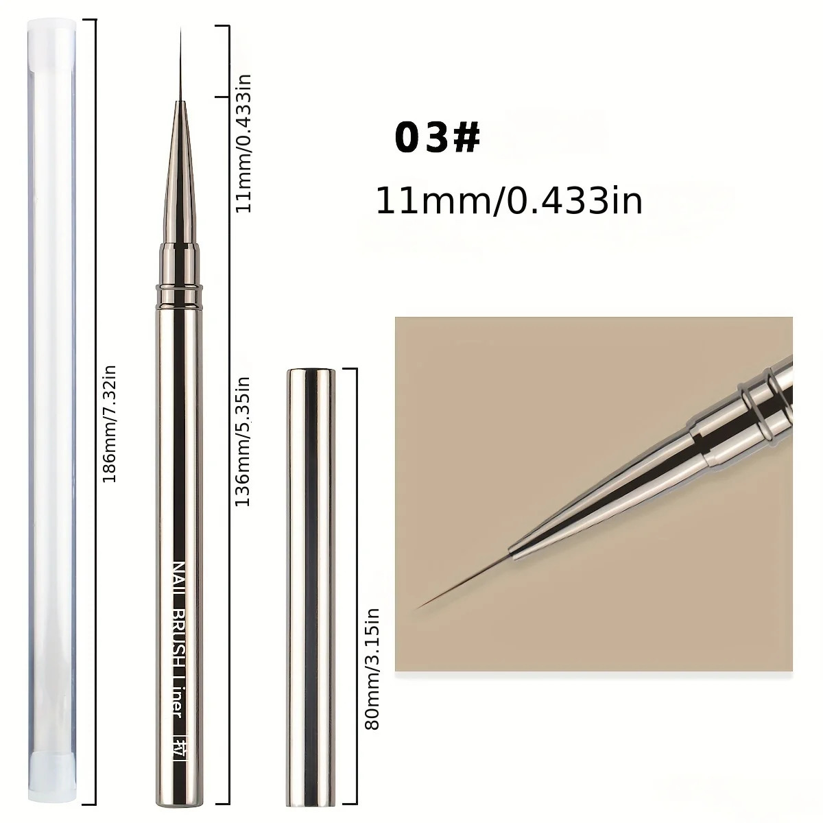 Metal Bar Nail Art Brush 12 PackLiner Brush for Long Lines Thin Details Fine Drawing Delicate ColoringSize as shown in the 250528