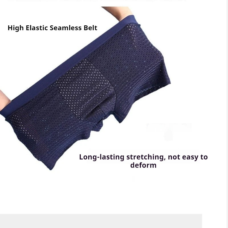 4pcs/lot Mens Underwear Men Boxer Shorts Ice Silk Mesh Boxershorts Plus Size Panties Summer Sexy Breathable Underpants 40-100KG 250530