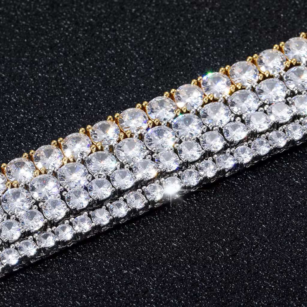 3mm 4mm 5mm 6mm Jewelry Diamond Choker Necklace 18k Gold Plated Iced Out CZ Hiphop Spring Clasp Moissanite Tennis Chain Men